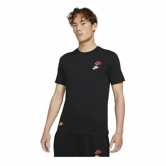 Nike Sportwear NSW Club Essentials T-shirt Multi Logo Embroidery Sz S - Picture 1 of 5